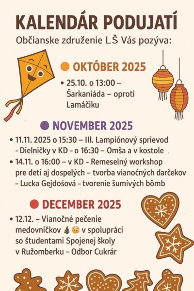 Kalendar podujati Liptovska Stiavnica