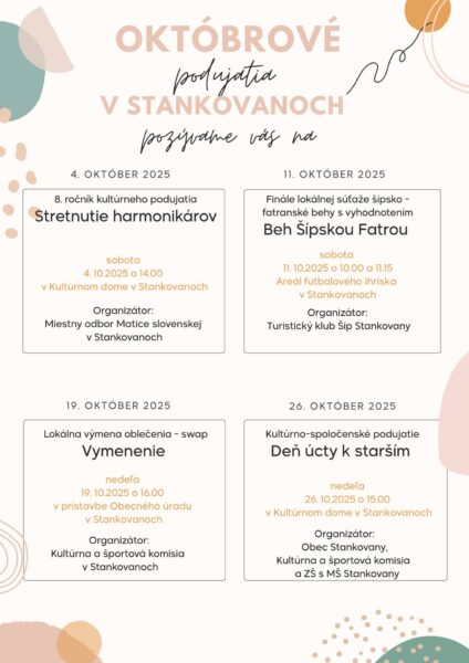 Oktobrove podujatia v Stankovanoch